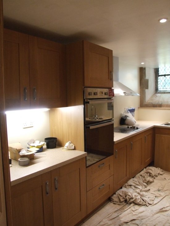 The kitchen during construction, before it was ready for use