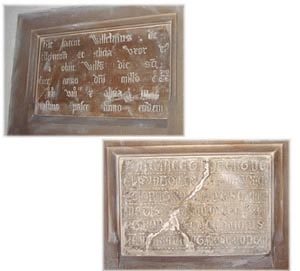 Memorial inscriptions in the church