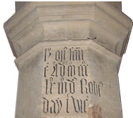 The 1363 Robert Day inscription on the nave arcade